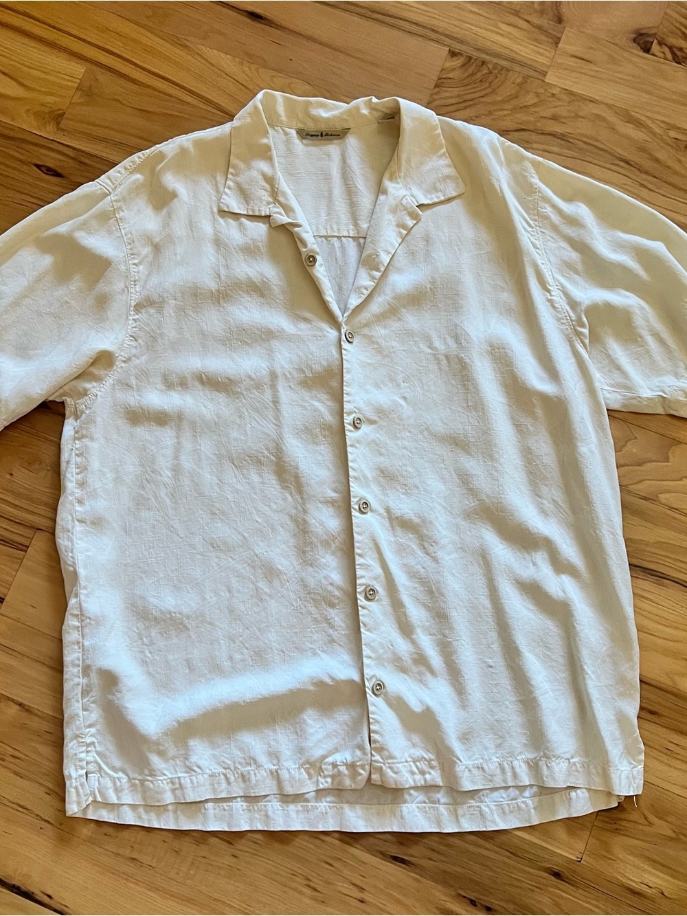 Tommy Bahama Cream Short-Sleeve Camp Collar Button-Down Shirt